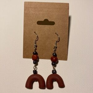 Handmade Polymer Clay and Stone Bead Earrings